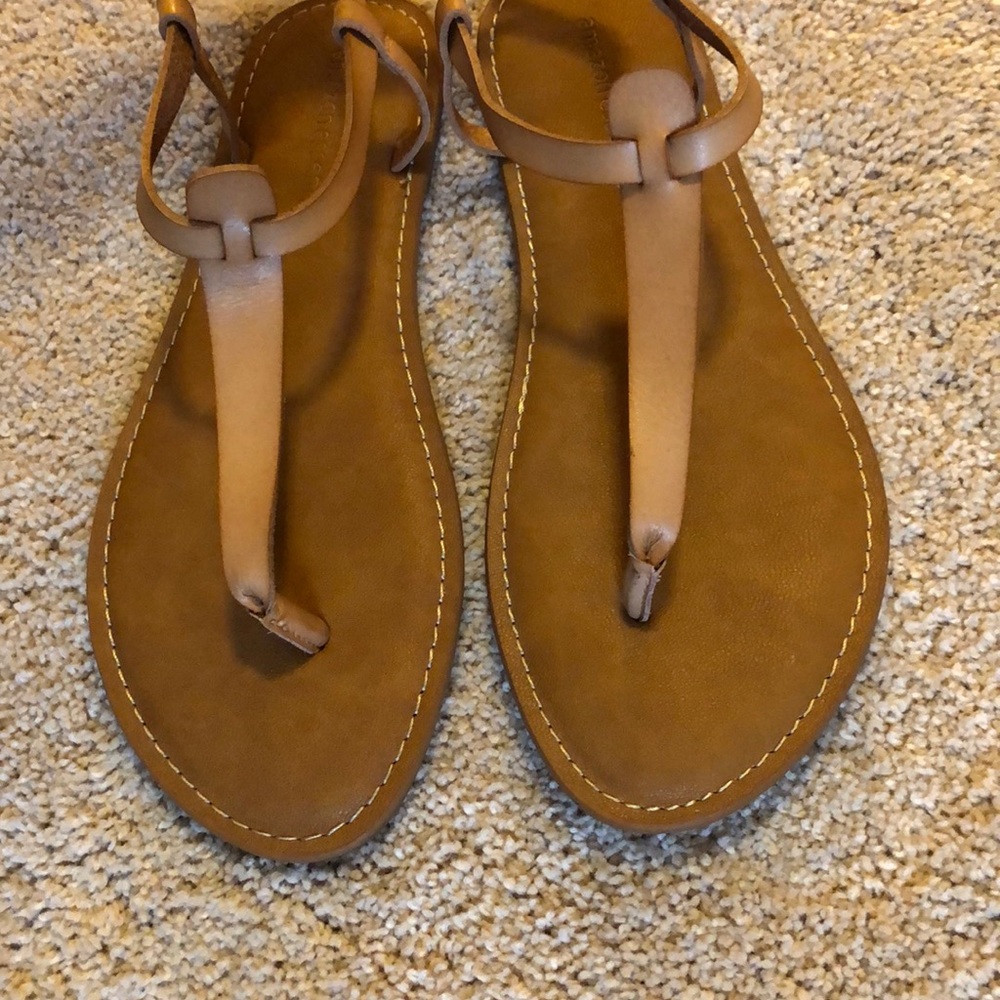 Nude T-Strap Sandals NWOT